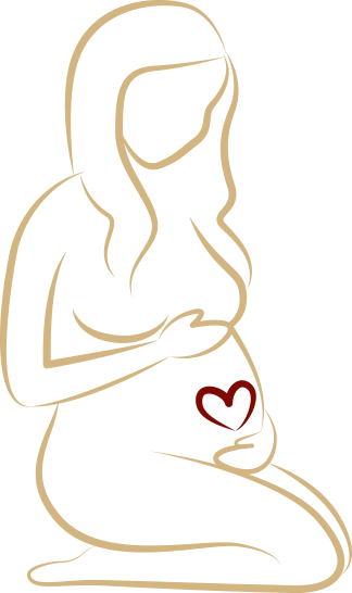 Várandós kismama illusztráció Várandós kismama vonalrajz szívvel